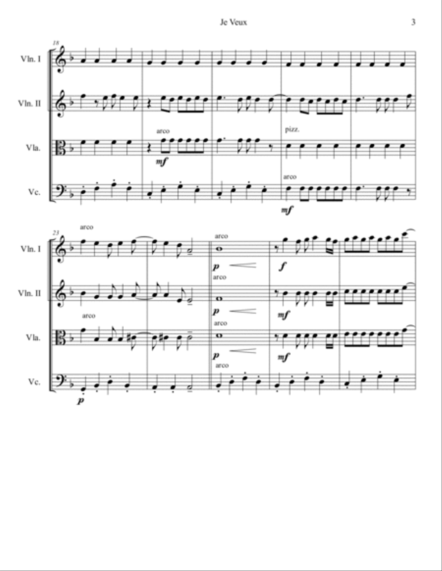Je Veux String Quartet scores gallery preview page 3