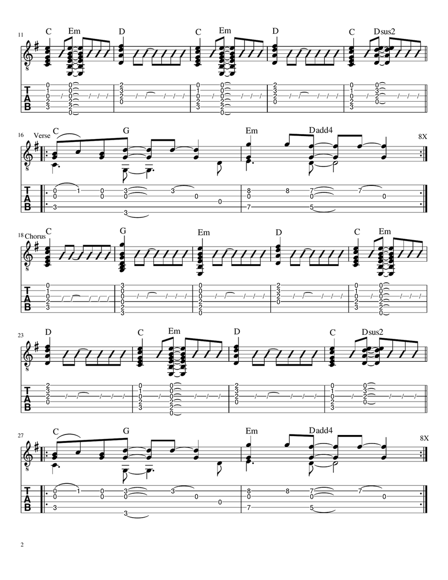 Fast Car Fast Car Guitar Tablature scores gallery preview page 2