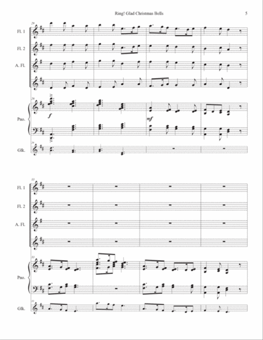 Ring Glad Christmas Bells - flute ensemble Woodwind Ensemble scores gallery preview page 5