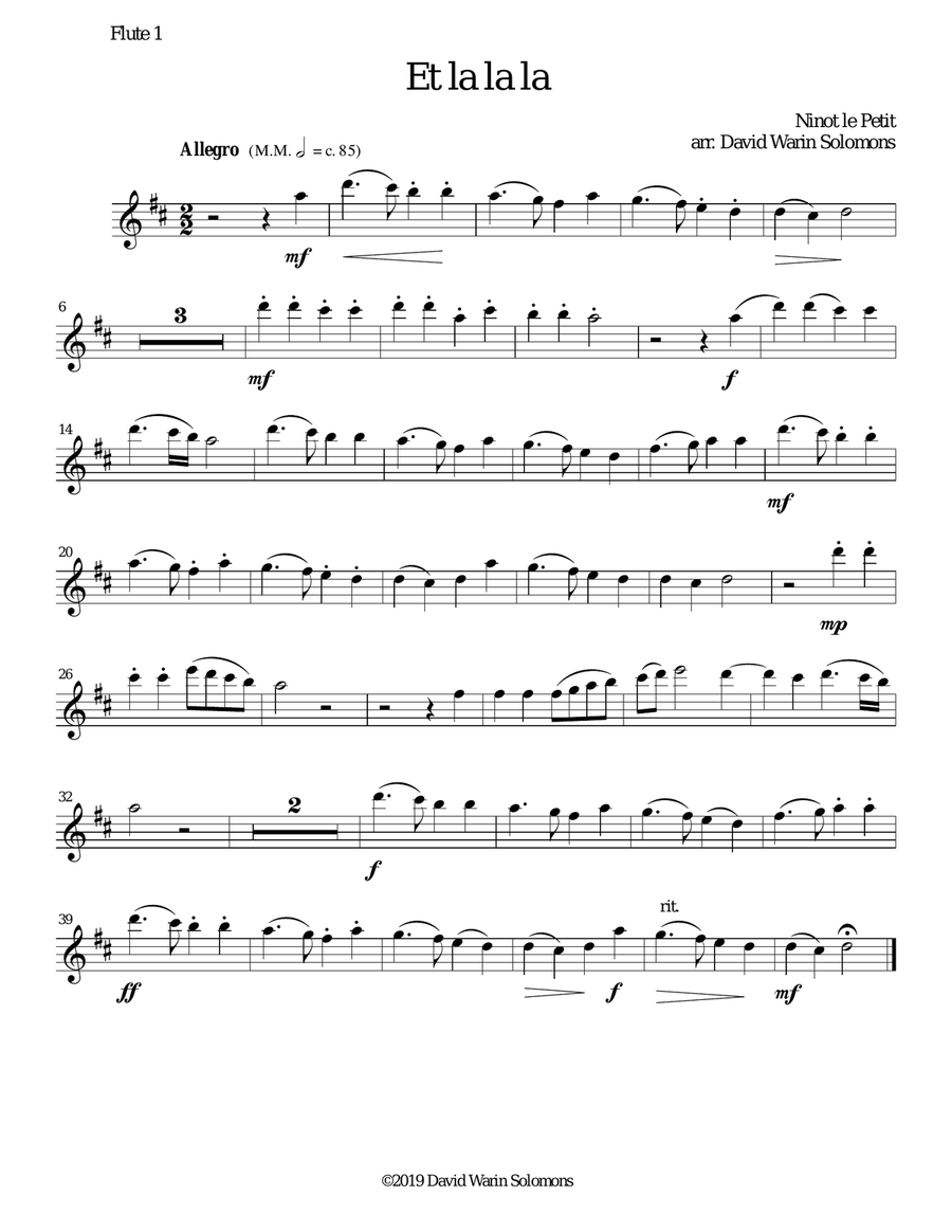 Et la la la for flute quartet (3 C flutes and 1 alto flute) Flute Quartet scores gallery preview page 4