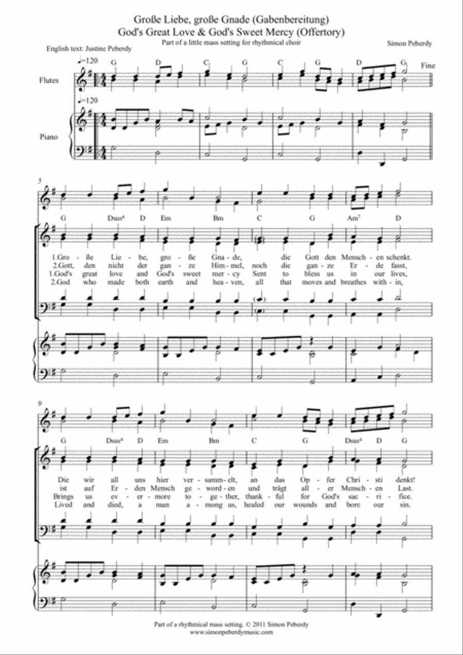 God's great love / Große Liebe, Große Gnade (Offertory /Gabenbereitung) by Simon Peberdy 4-Part scores gallery preview page 1