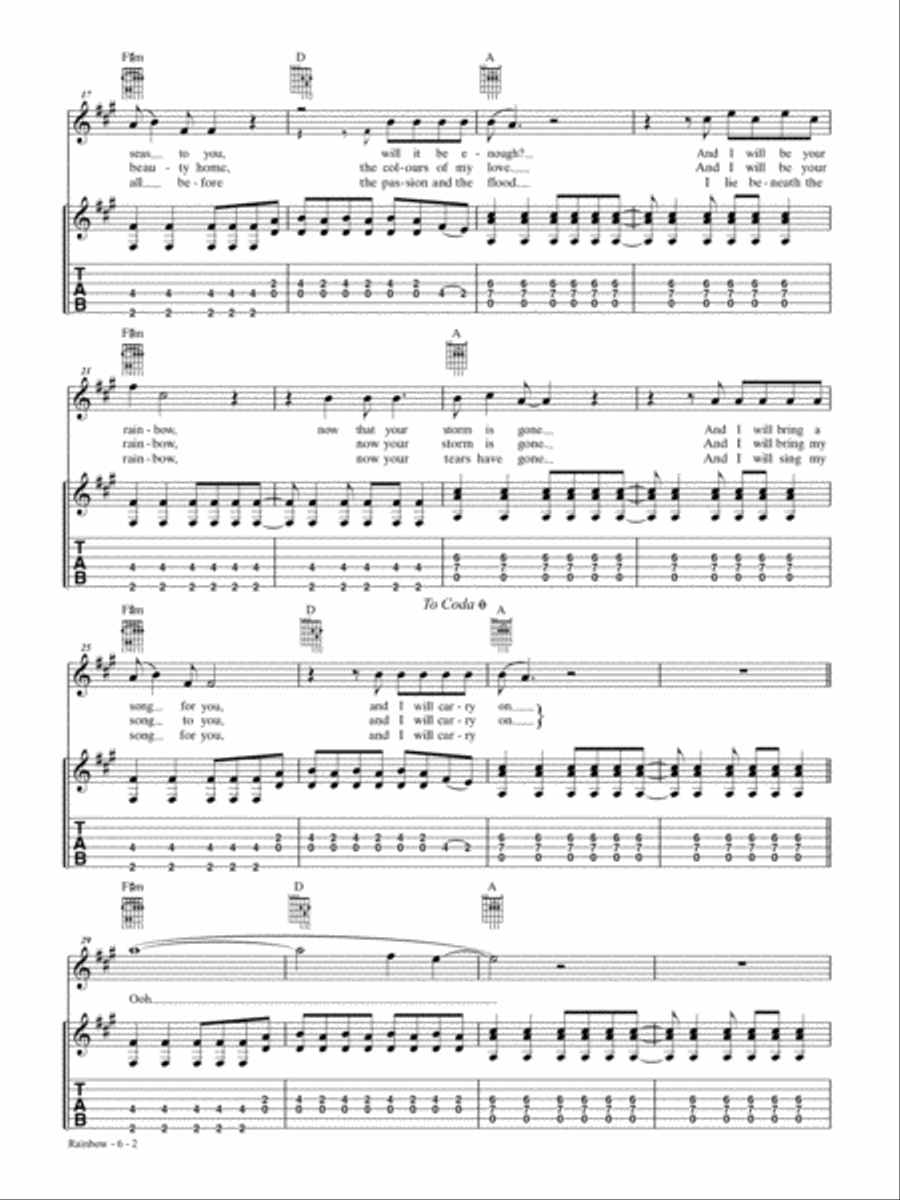 Rainbow Rainbow Guitar Tablature scores gallery preview page 2