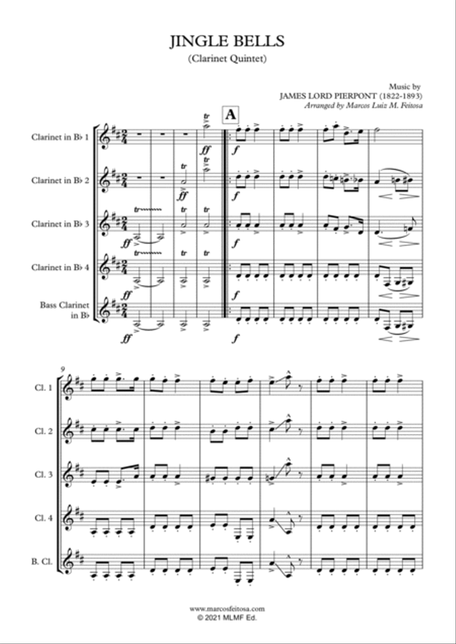 Christmas Song Collection (for Clarinet Quintet) - BOOK ONE Clarinet Quintet scores gallery preview page 3