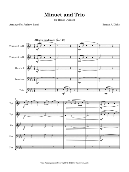 Minuet and Trio (arr. for Brass Quintet) image number null