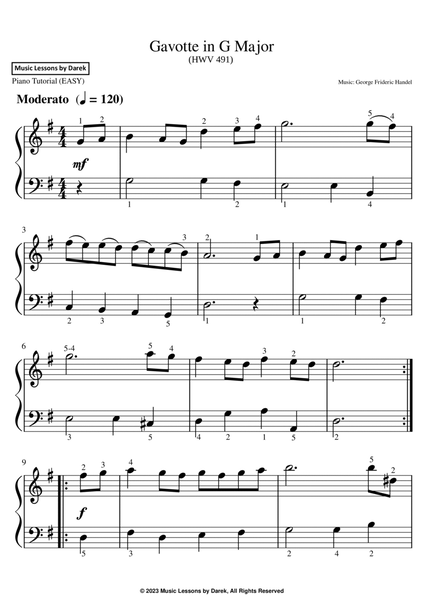 Gavotte in G Major (EASY PIANO) (HWV 491) [George Frideric Handel] image number null
