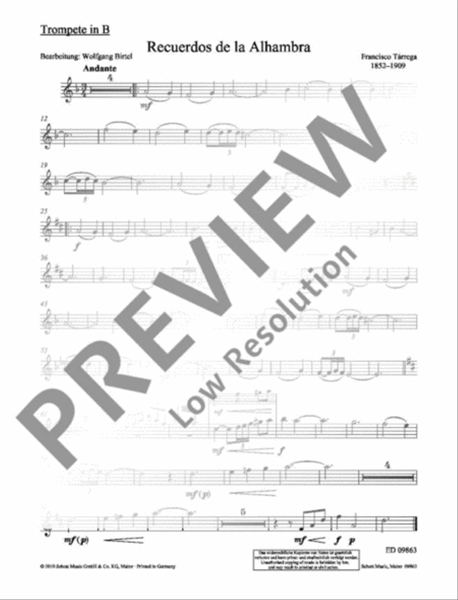 Recuerdos de la Alhambra Recuerdos de la Alhambra Trumpet Solo scores gallery preview page 9