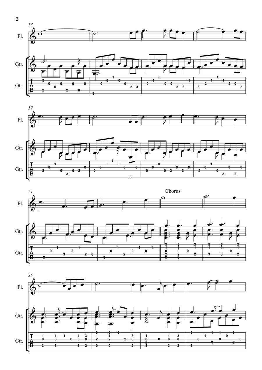 The Fields of Athenry Fingerstyle Guitar & Flute Flute scores gallery preview page 2