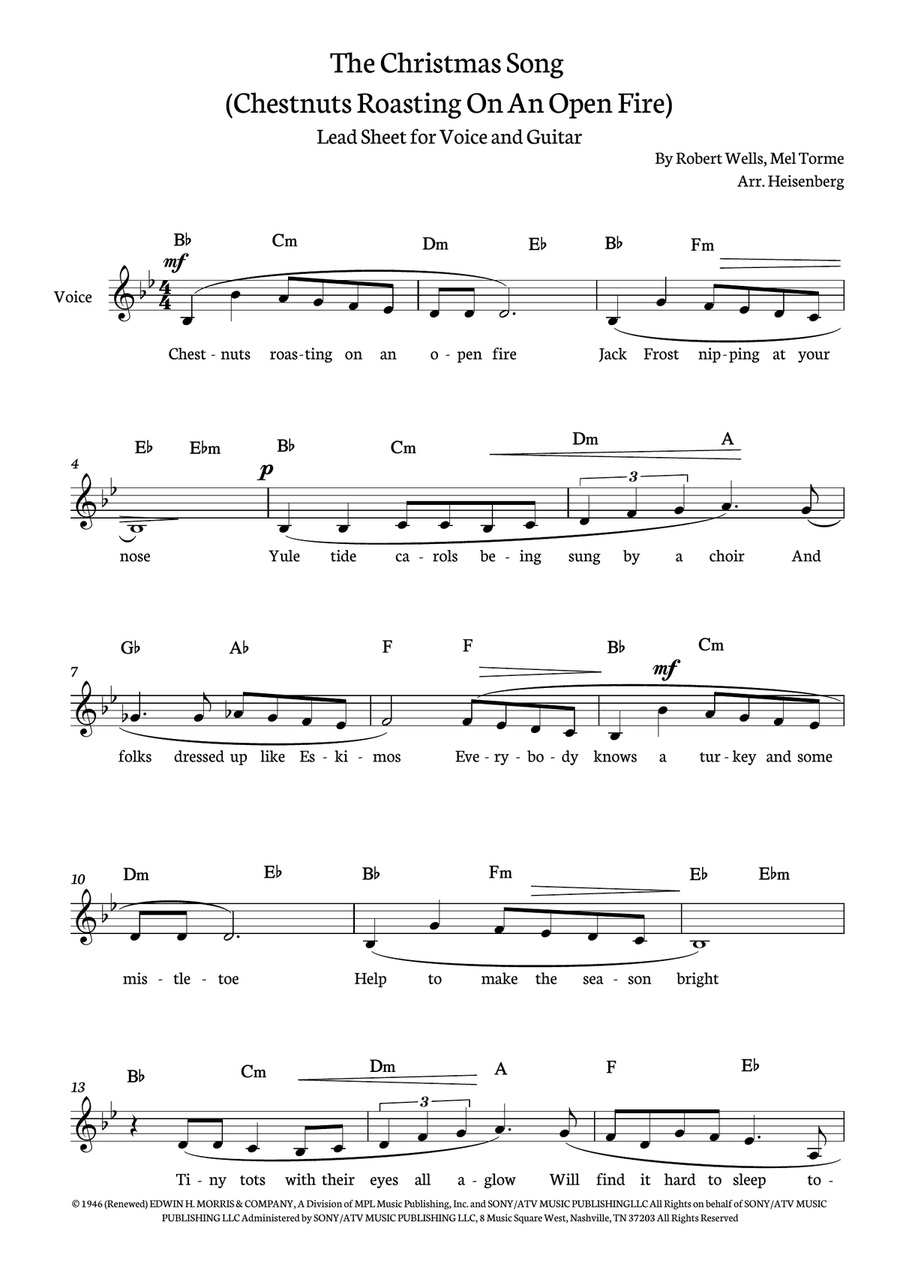 The Christmas Song (chestnuts Roasting On An Open Fire) Electric Guitar scores gallery preview page 1