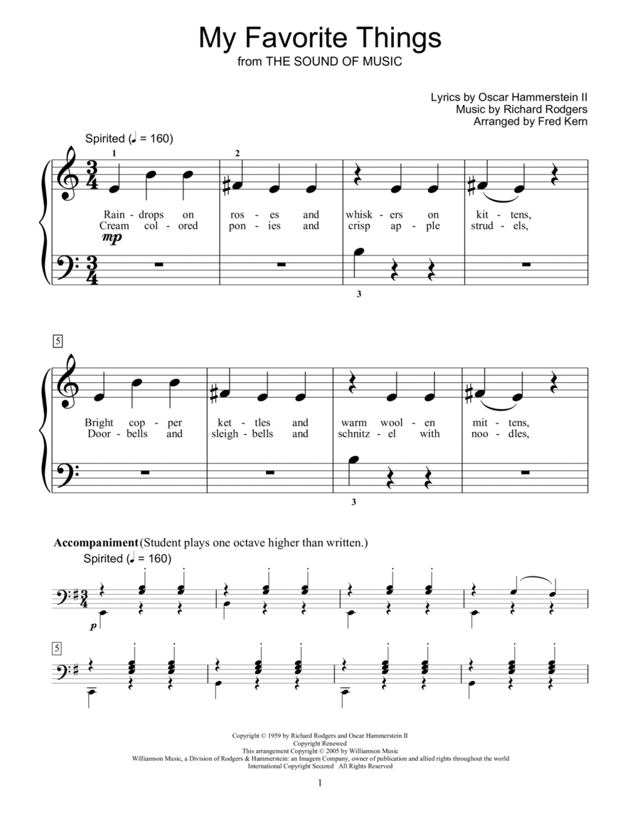 My Favorite Things My Favorite Things Piano Method scores gallery preview page 1