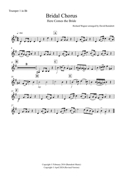 Bridal Chorus "Here comes the Bride" for Brass Quartet image number null