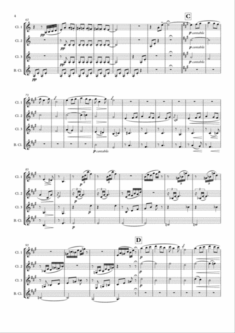 March Of The Dwarfs Op. 54, No. 3 - Clarinet Quartet Clarinet Quartet scores gallery preview page 4