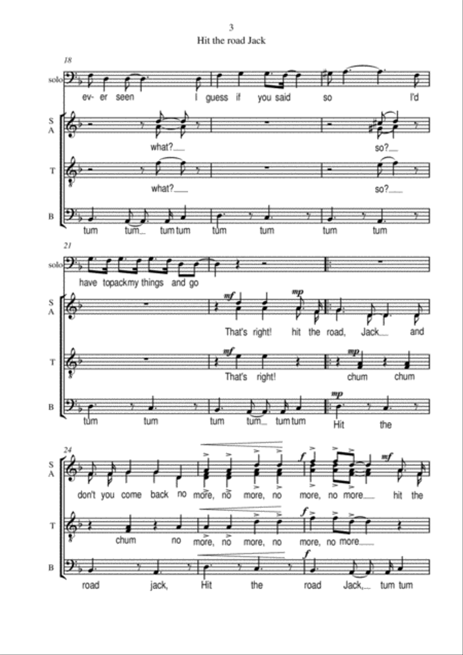 Hit The Road Jack 4-Part scores gallery preview page 4