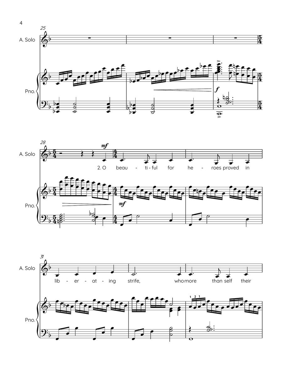 AMERICA, THE BEAUTIFUL - Alto solo/Piano score Alto Voice scores gallery preview page 4