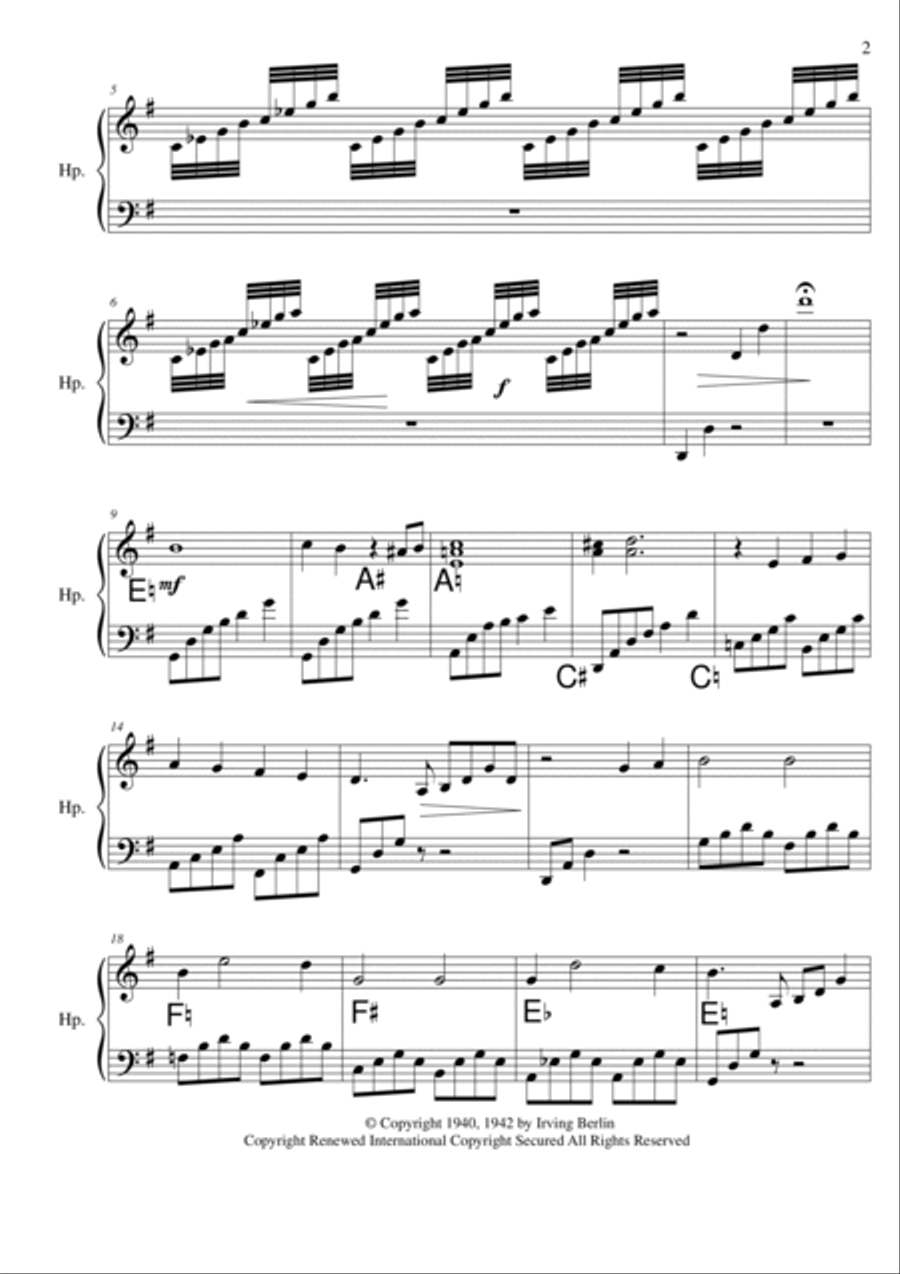White Christmas Pedal Harp scores gallery preview page 2