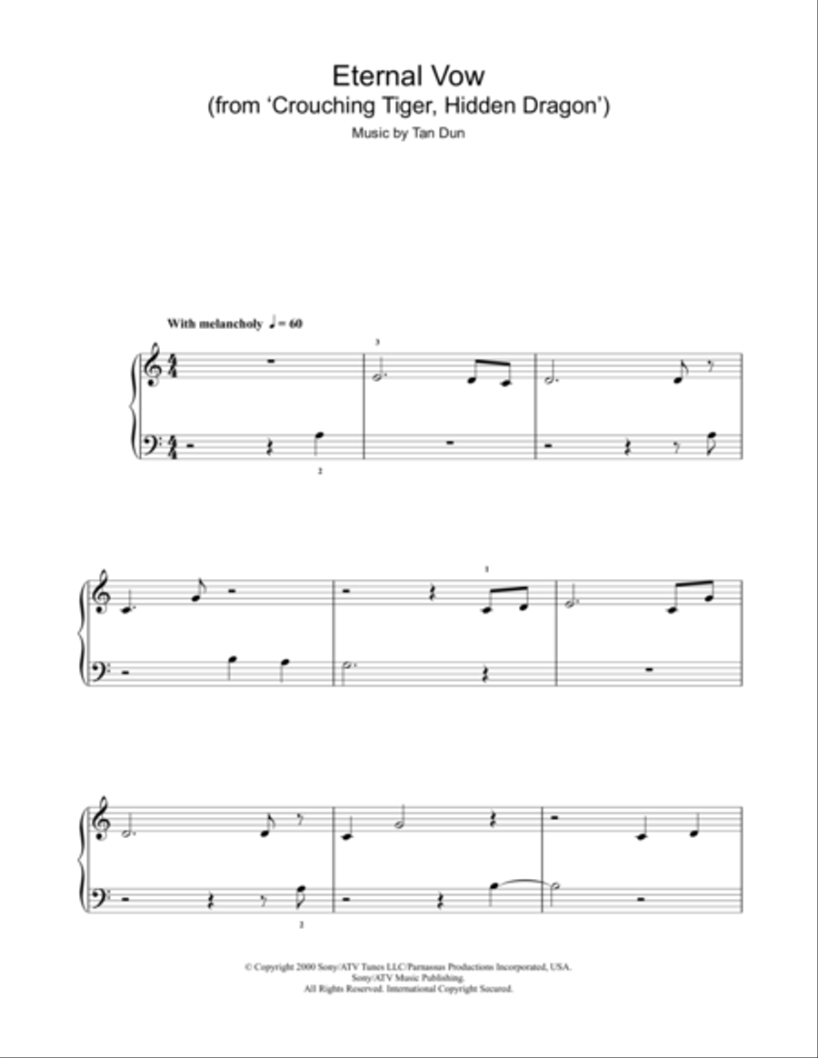 The Eternal Vow from Crouching Tiger, Hidden Dragon Voice scores gallery preview page 1