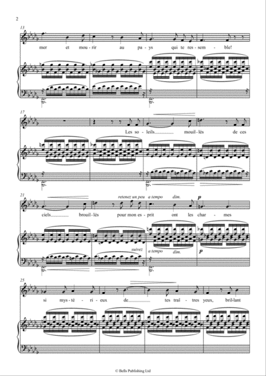 L'invitation au voyage (B-flat minor) Voice Solo scores gallery preview page 2