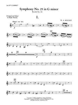 Mozart's Symphony No. 25 in G Minor, 1st & 2nd Movements: 2nd B-flat Clarinet