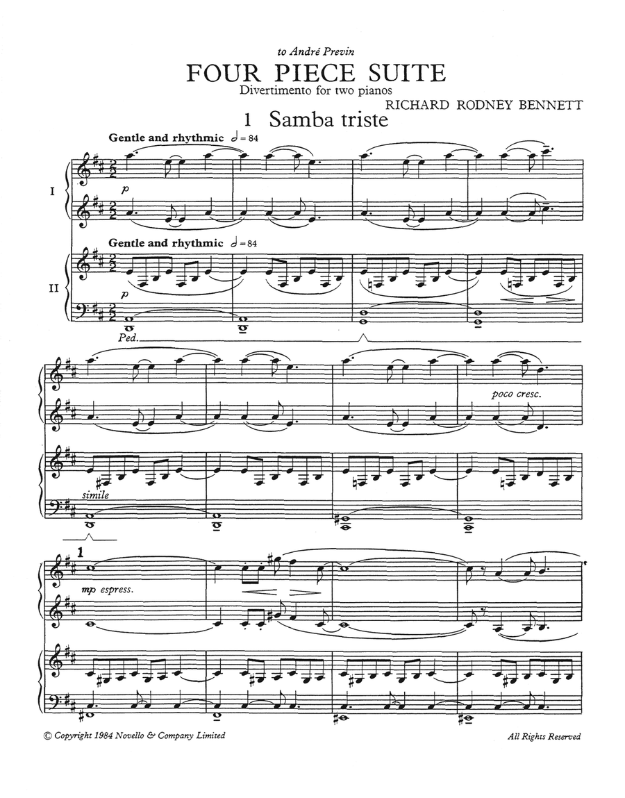 Four Piece Suite (for 2 pianos) Piano Duet scores gallery preview page 1
