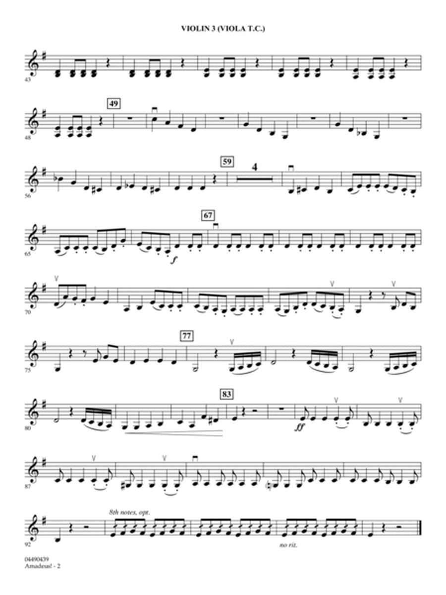 Amadeus! (arr. Jamin Hoffmann) - Violin 3 (Viola Treble Clef)