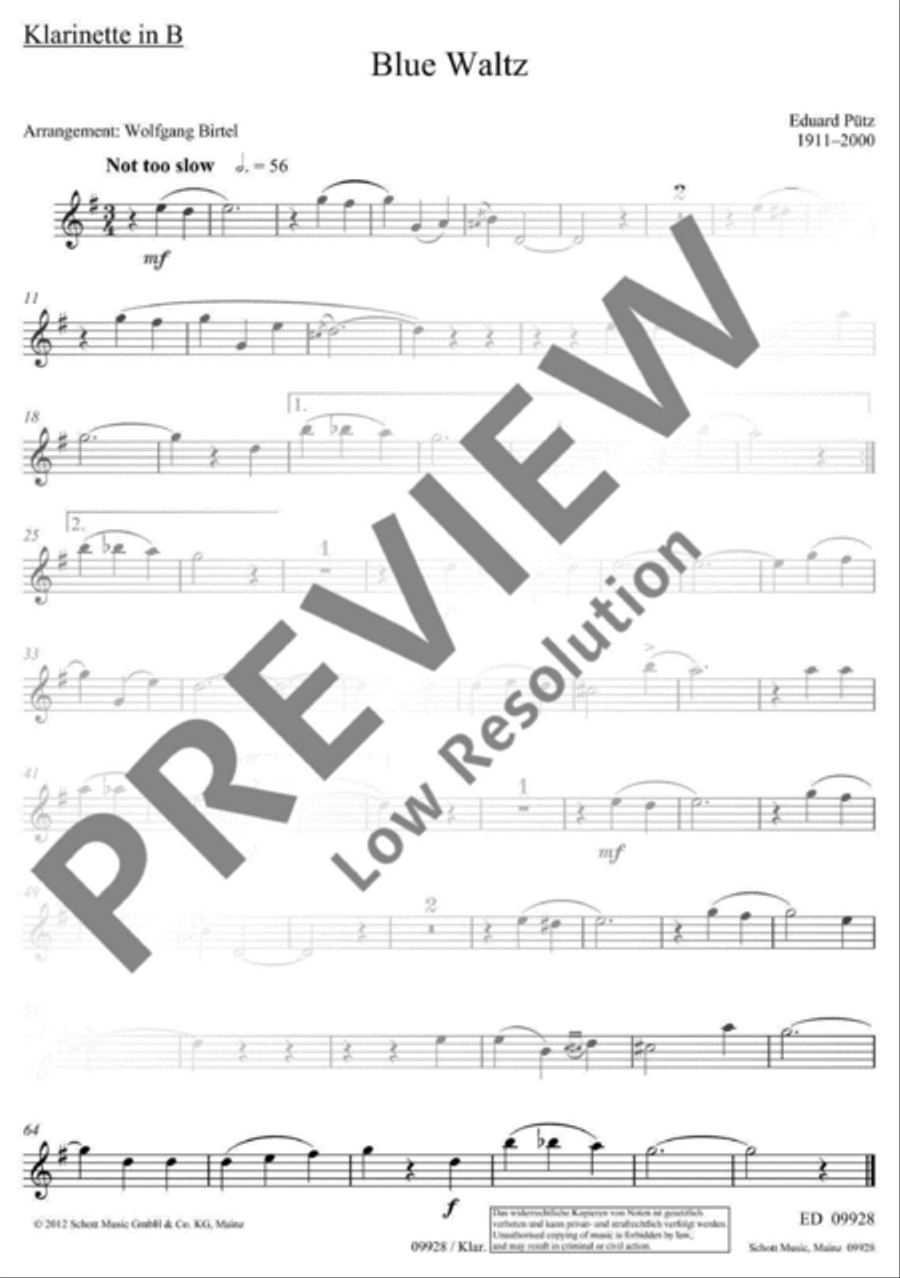 Blue Waltz B-Flat Clarinet scores gallery preview page 8