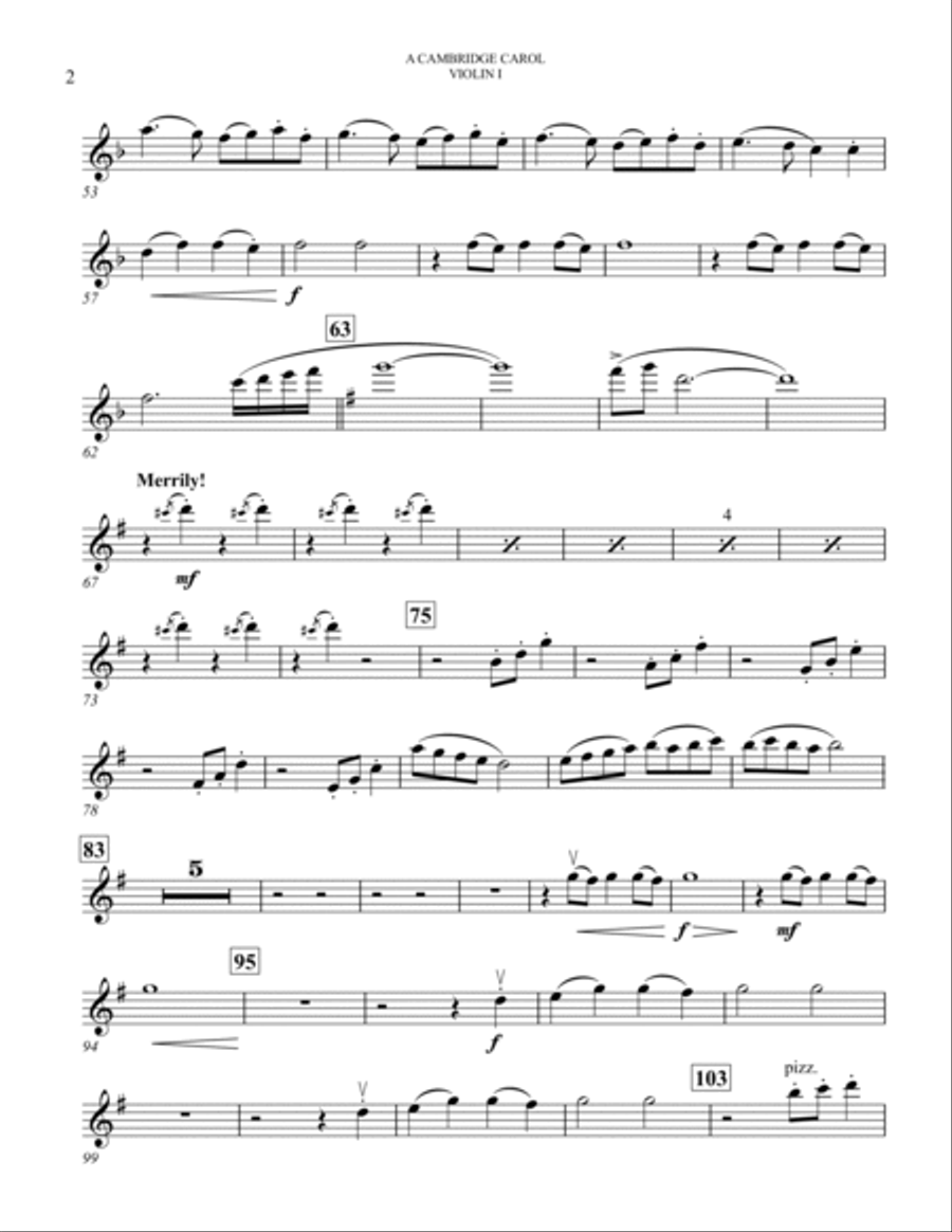 A Cambridge Carol: 1st Violin Full Orchestra scores gallery preview page 2