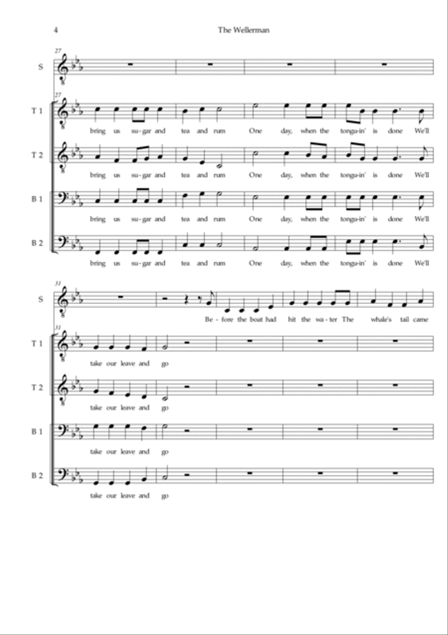 The Wellerman (TTBB+Solo) - Sea shanty arranged for men's choir (as performed by Die Blowboys) TTBB scores gallery preview page 5
