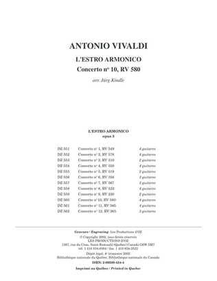 Book cover for L'Estro Armonico, Concerto no 10, RV 580