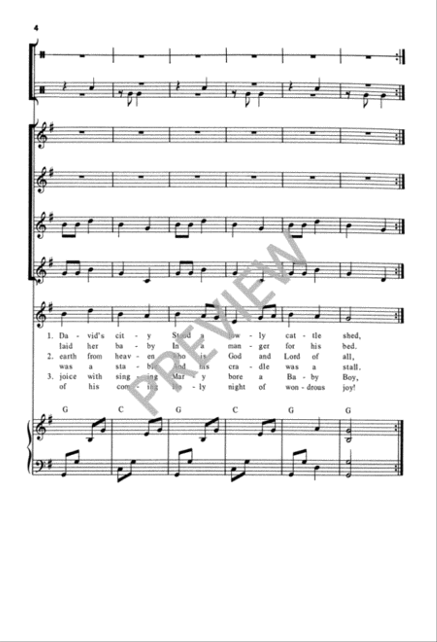 Once in Royal David's City Unison Choir scores gallery preview page 5