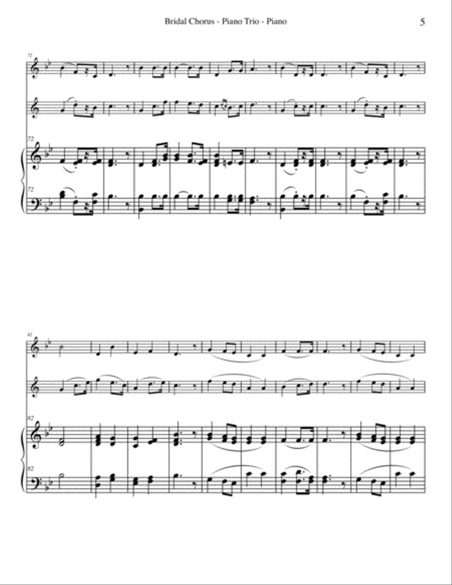 Wagner Bridal Chorus from Lohengrin for Flute, Clarinet & Piano Woodwind Duet scores gallery preview page 5