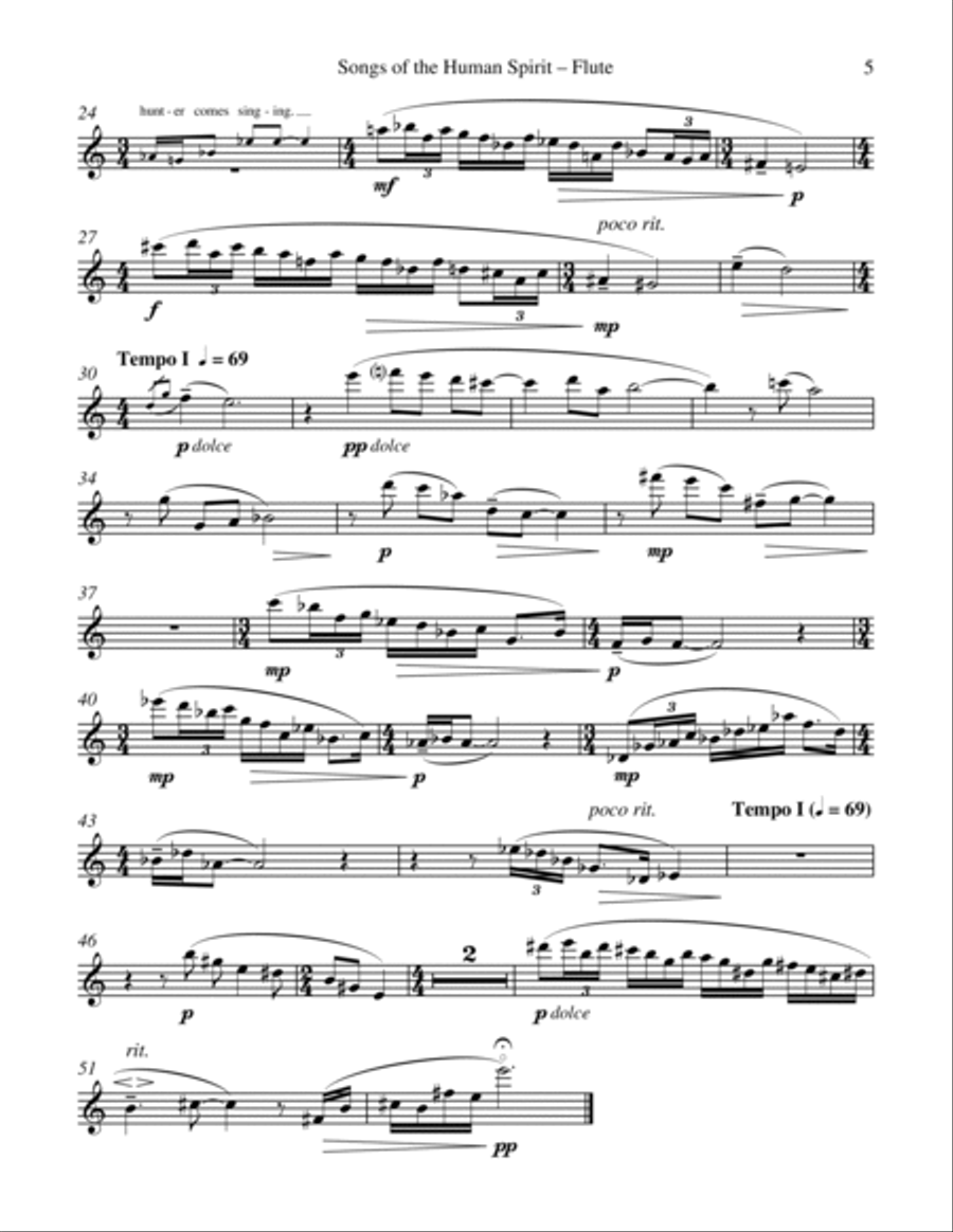 Songs of the Human Spirit (Flute part) Flute Solo scores gallery preview page 5