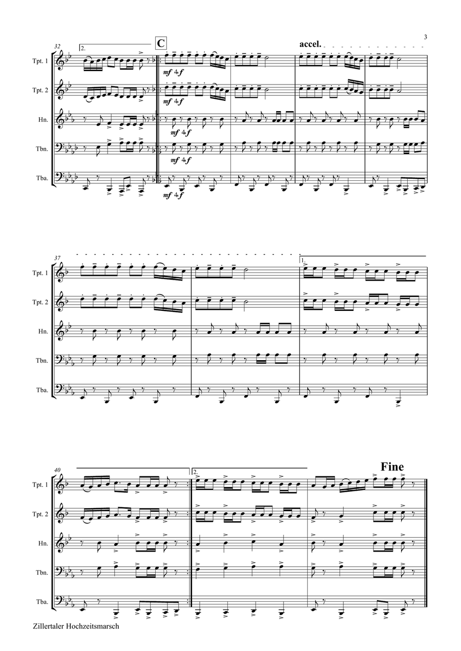 Zillertaler Hochzeitsmarsch - October Fest - Brass Quintet Brass Quintet scores gallery preview page 3