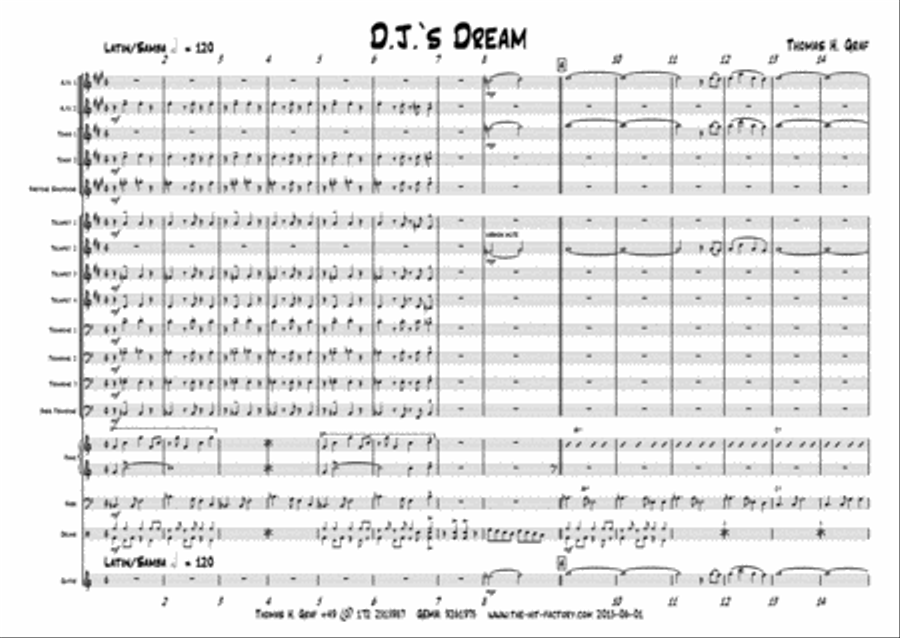 D.J.s Dream - Latin/Samba - Big Band Jazz Ensemble scores gallery preview page 1