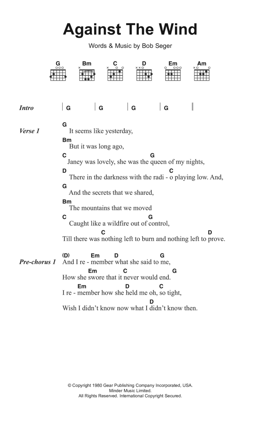 Against The Wind Acoustic Guitar scores gallery preview page 1