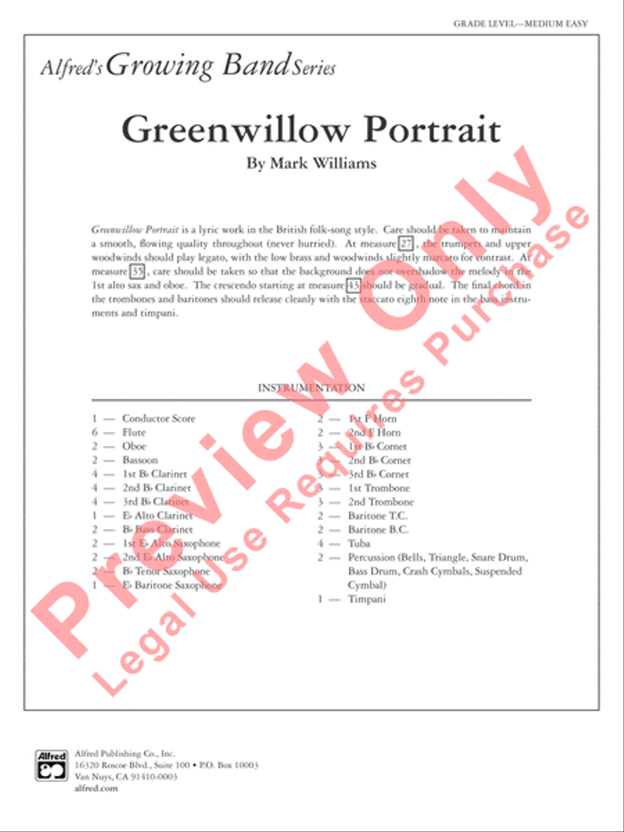 Greenwillow Portrait Concert Band scores gallery preview page 2