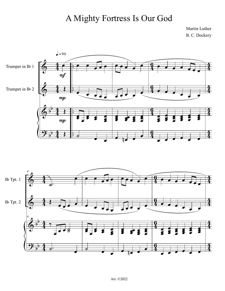 A Mighty Fortress is Our God (Trumpet Duet with Piano Accompaniment) Trumpet Duet scores gallery preview page 1