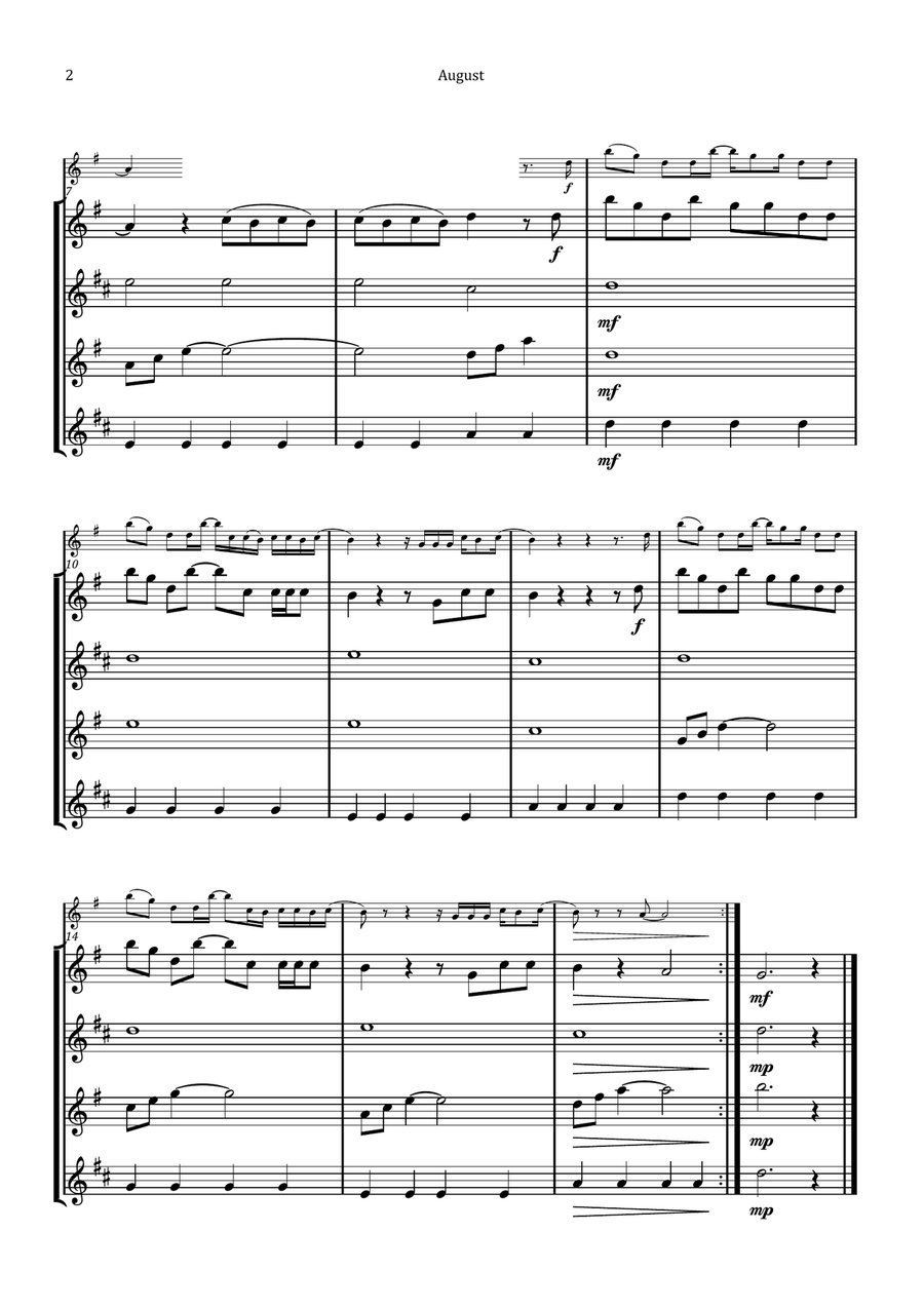 August Saxophone Quartet scores gallery preview page 2