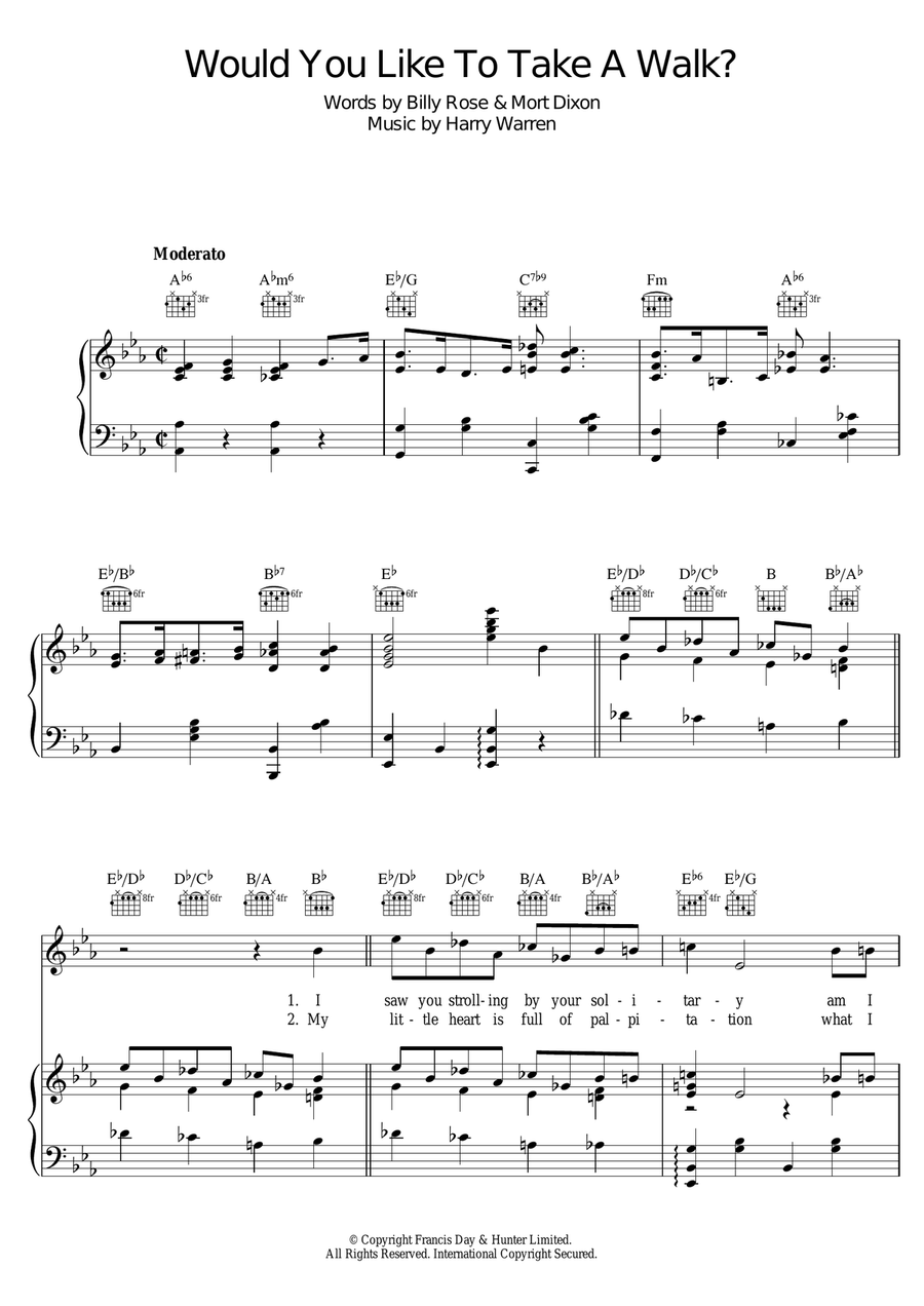 Would You Like To Take A Walk? Piano, Vocal scores gallery preview page 1