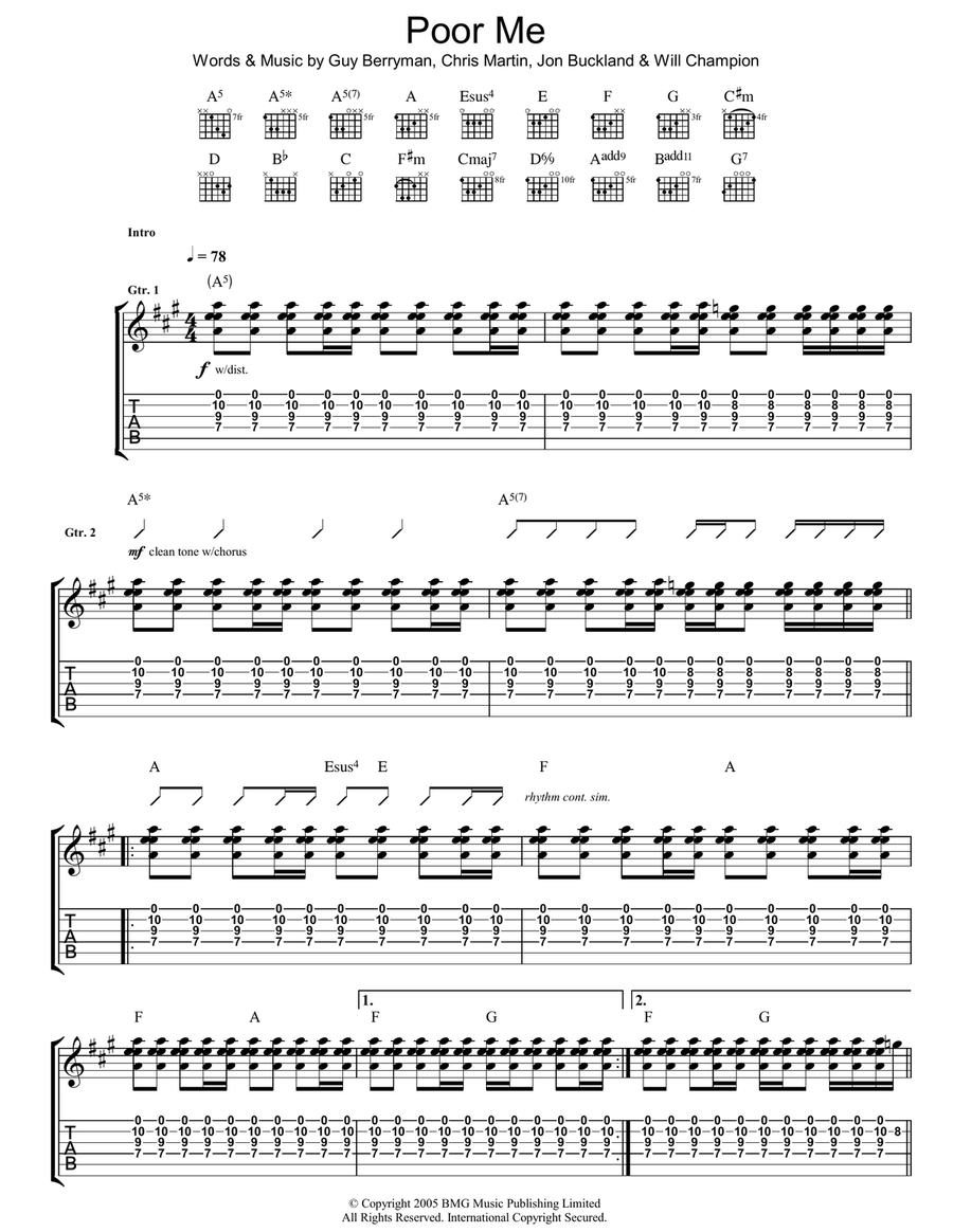 Poor Me Poor Me Acoustic Guitar scores gallery preview page 1