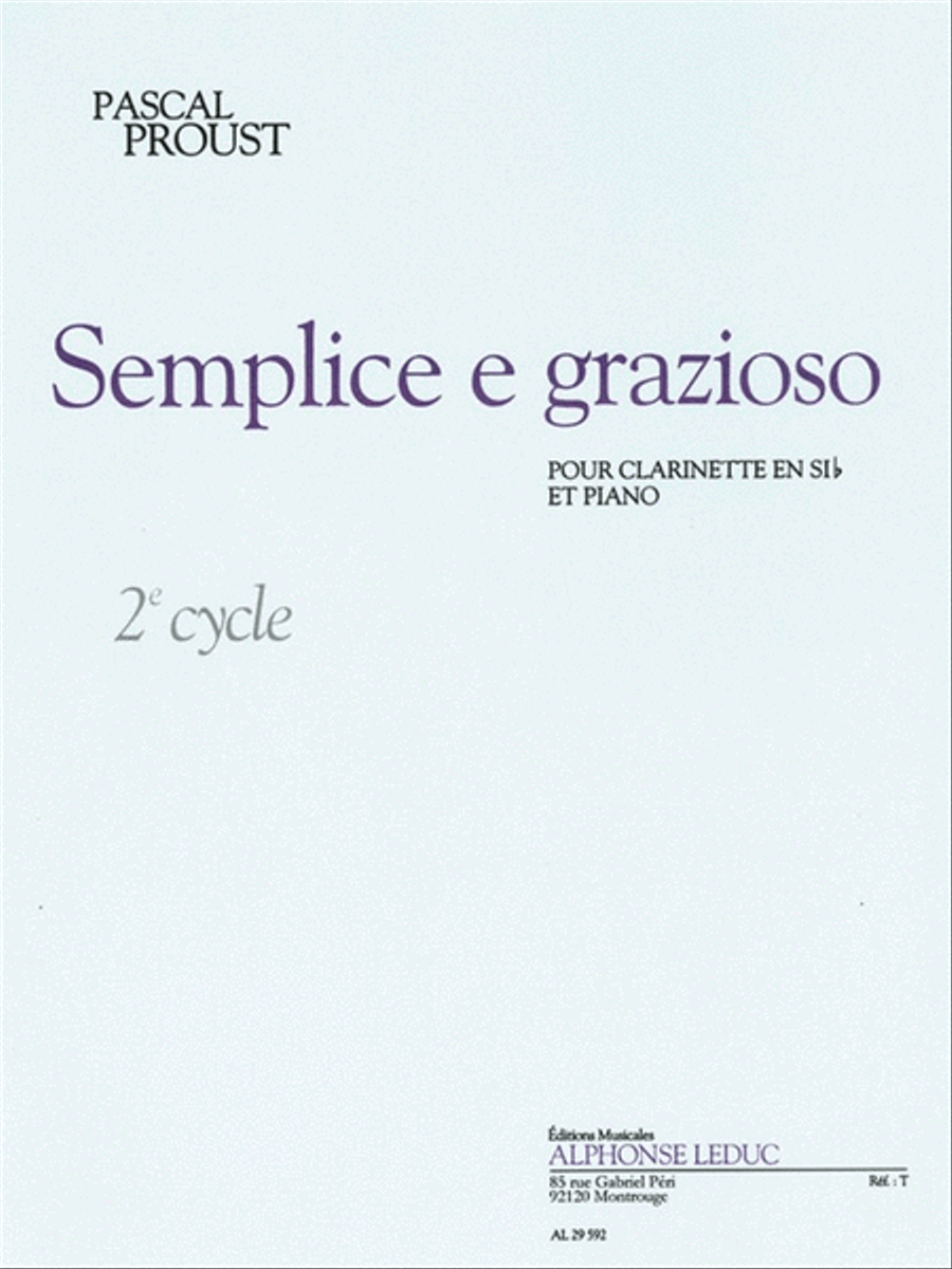 Semplice E Grazioso (cycle 2) Pour Clarinette Si B Et Piano Clarinet Solo scores gallery preview page 1