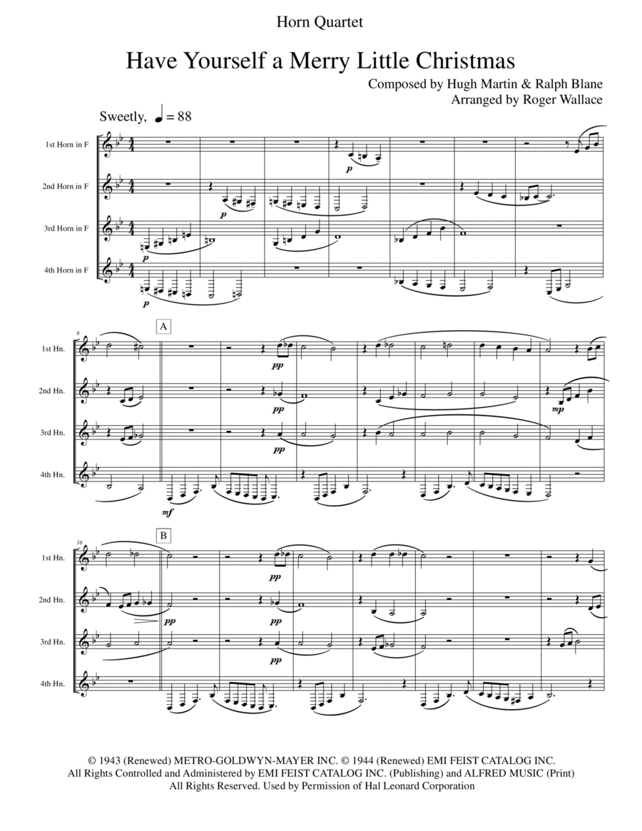 Have Yourself A Merry Little Christmas from MEET ME IN ST. LOUIS Brass Quartet scores gallery preview page 1