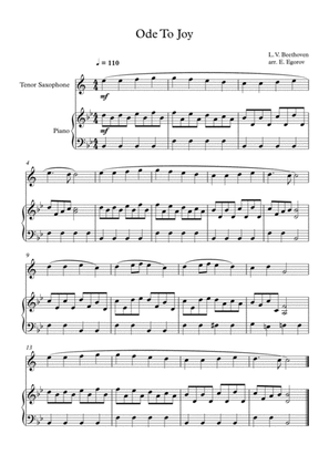Ode To Joy, Ludwig Van Beethoven, For Tenor Saxophone & Piano