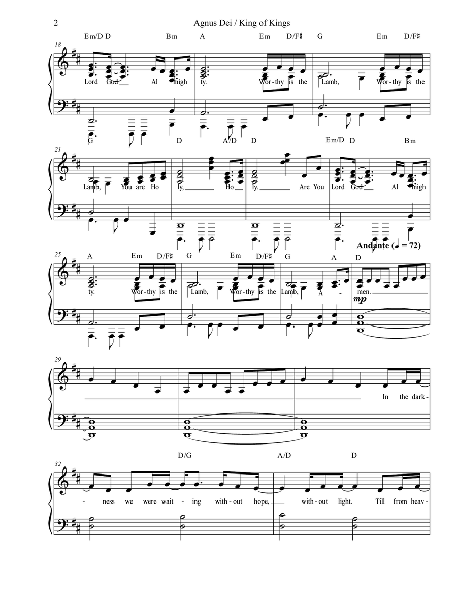 Agnus Dei / King Of Kings Piano Solo scores gallery preview page 3
