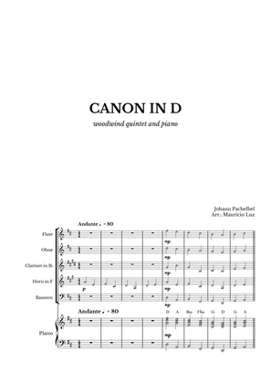 Canon in D for Woodwind Quintet and Piano with chords