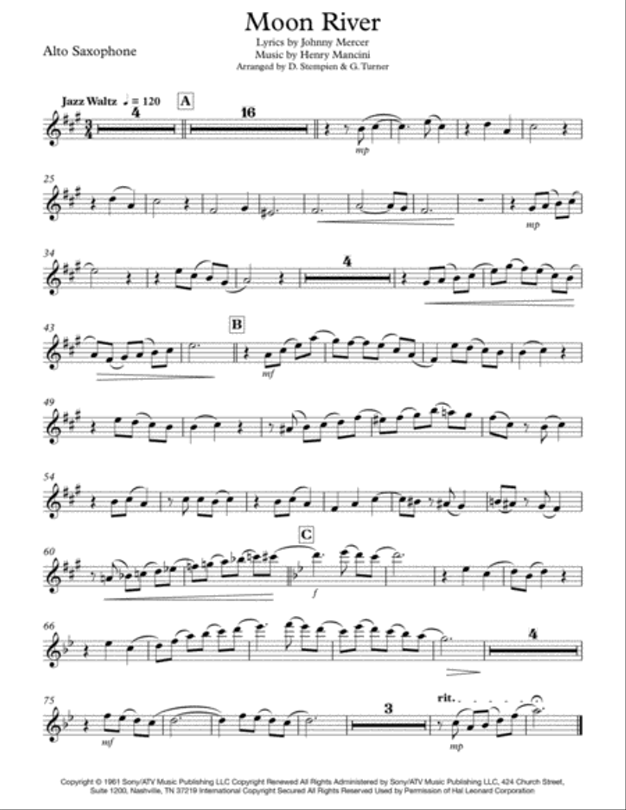 Moon River Alto Saxophone scores gallery preview page 4