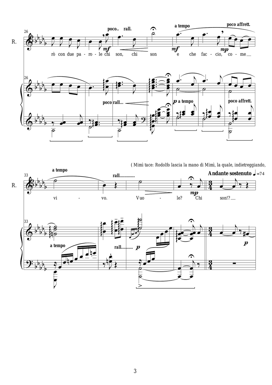 Puccini - La Bohème (Act1) Che gelida manina - Tenor and piano Voice Solo scores gallery preview page 3