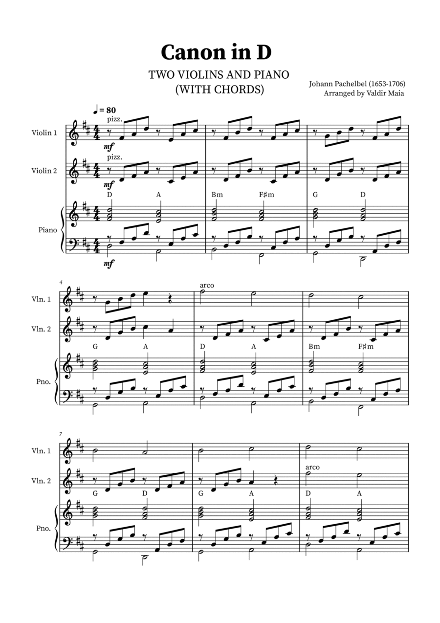 Canon in D - Violin Duet with Piano String Duet scores gallery preview page 1