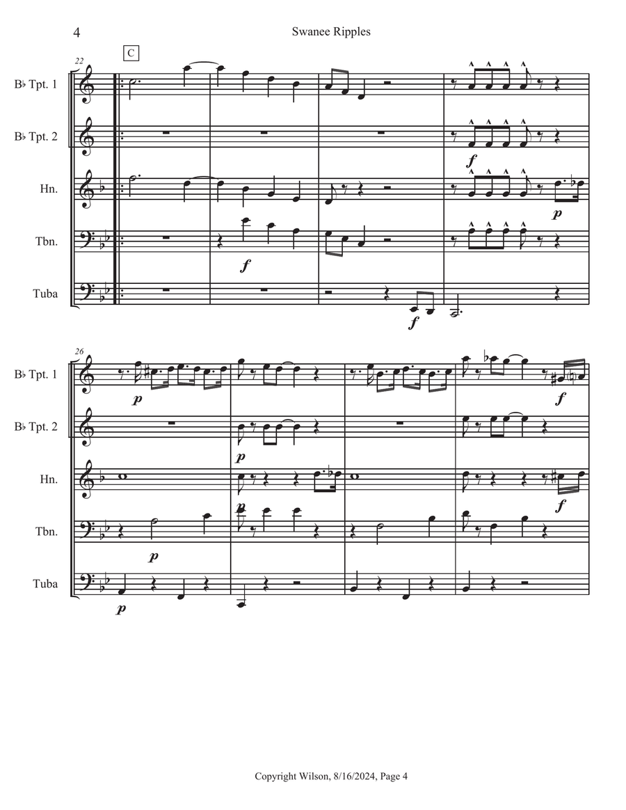 Swanee Ripples Brass Quintet scores gallery preview page 5