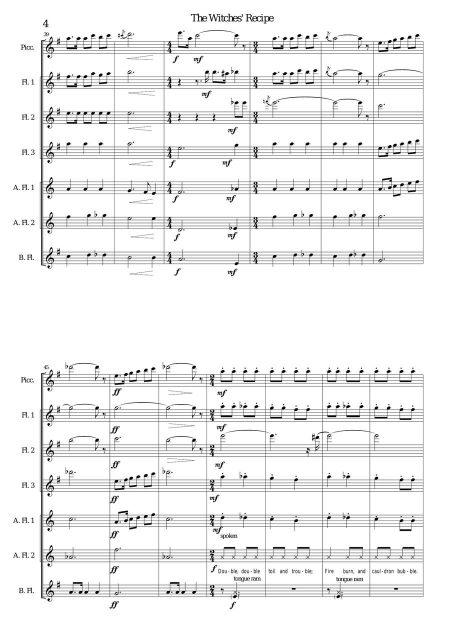 The Witches' Recipe for Flute Choir with special effects Flute Choir scores gallery preview page 4