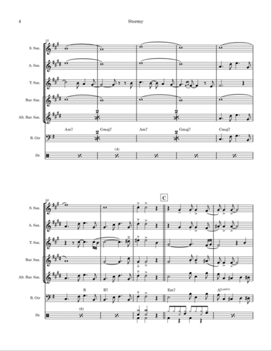 Stormy Saxophone Quartet scores gallery preview page 4