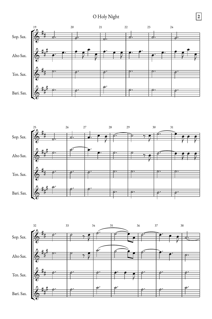O Holy Night Saxophone Quartet scores gallery preview page 2